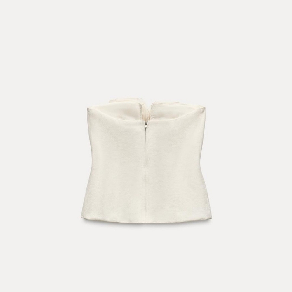 Zara Floral Strapless Top Size XS S M - Picture 13 of 15